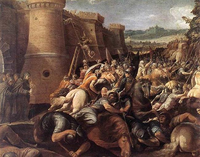 GIuseppe Cesari Called Cavaliere arpino St Clare with the Scene of the Siege of Assisi oil painting picture